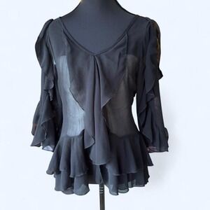 Dark whimsical Y2K sheer top with romantic fairy-goth energy
